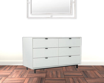 51" White Manufactured Wood Six Drawer Double Dresser - FurniFindUSA