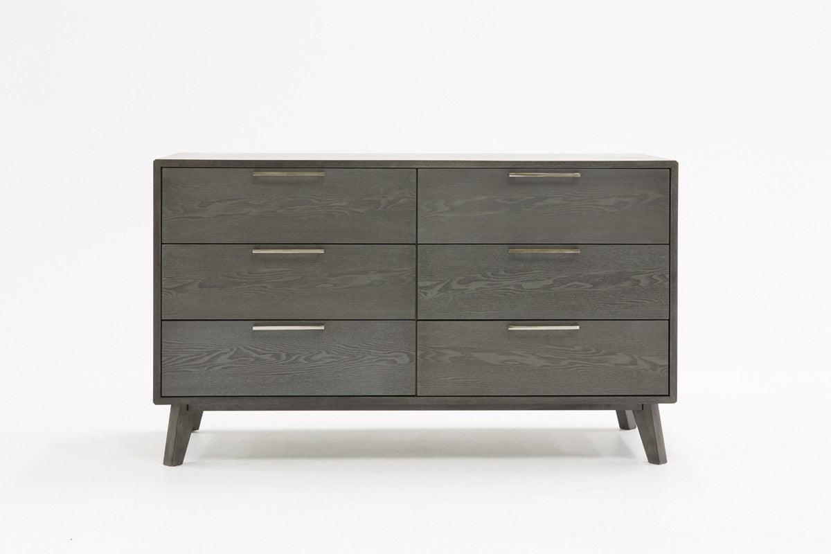 51" Grey Wash Solid Wood Six Drawer Double Dresser - FurniFindUSA