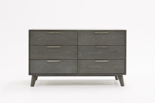 51" Grey Wash Solid Wood Six Drawer Double Dresser - FurniFindUSA