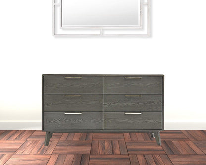 51" Grey Wash Solid Wood Six Drawer Double Dresser - FurniFindUSA