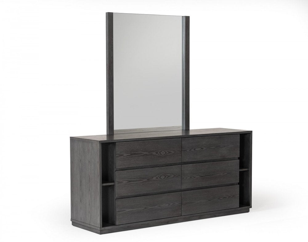 63" Grey Solid Wood Six Drawer Double Dresser HomeRoots