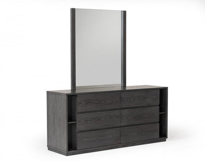 63" Grey Solid Wood Six Drawer Double Dresser HomeRoots
