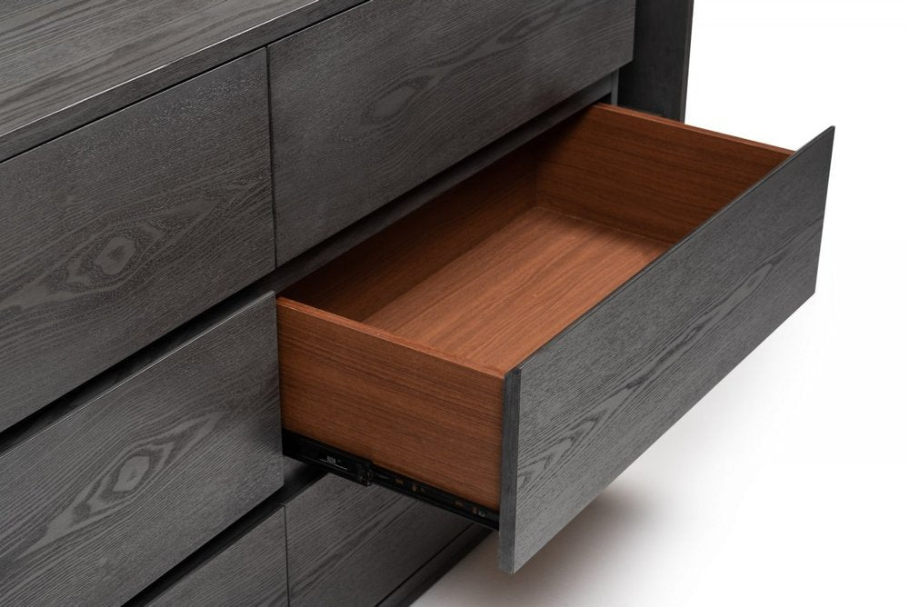 63" Grey Solid Wood Six Drawer Double Dresser HomeRoots