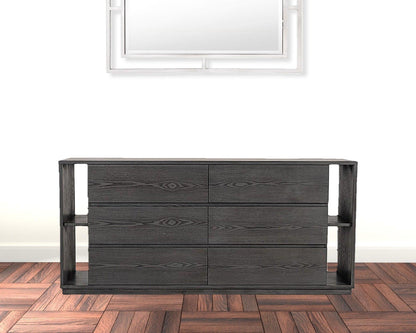 63" Grey Solid Wood Six Drawer Double Dresser - FurniFindUSA