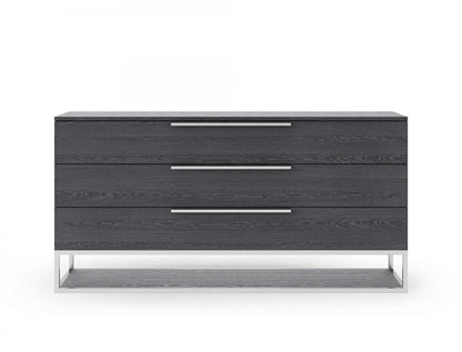 58" Grey Manufactured Wood Three Drawer Dresser - FurniFindUSA