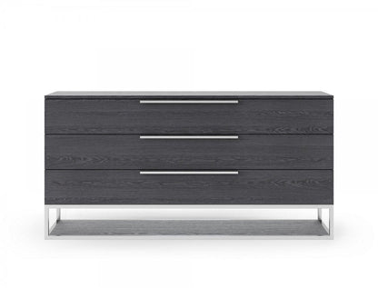 58" Gray Wood Three Drawer Dresser HomeRoots