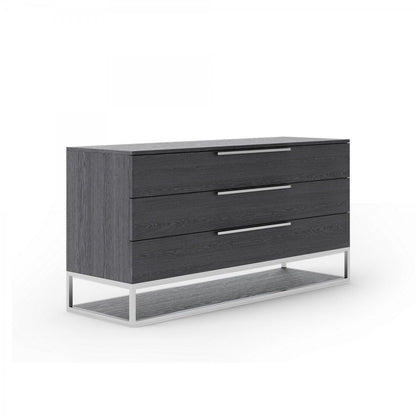 58" Grey Manufactured Wood Three Drawer Dresser - FurniFindUSA