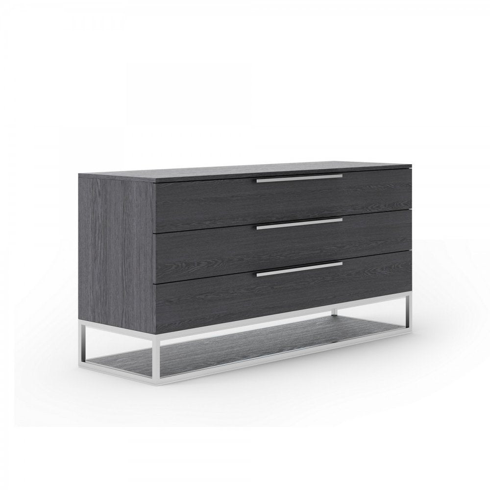 58" Gray Wood Three Drawer Dresser HomeRoots