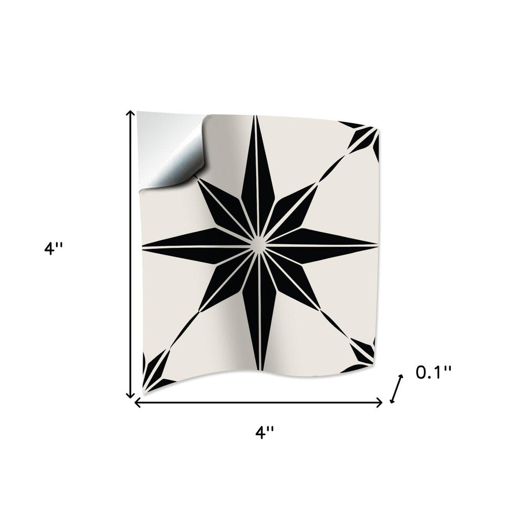 4" x 4" Black and White Mono Cross Peel and Stick Tiles — view 1