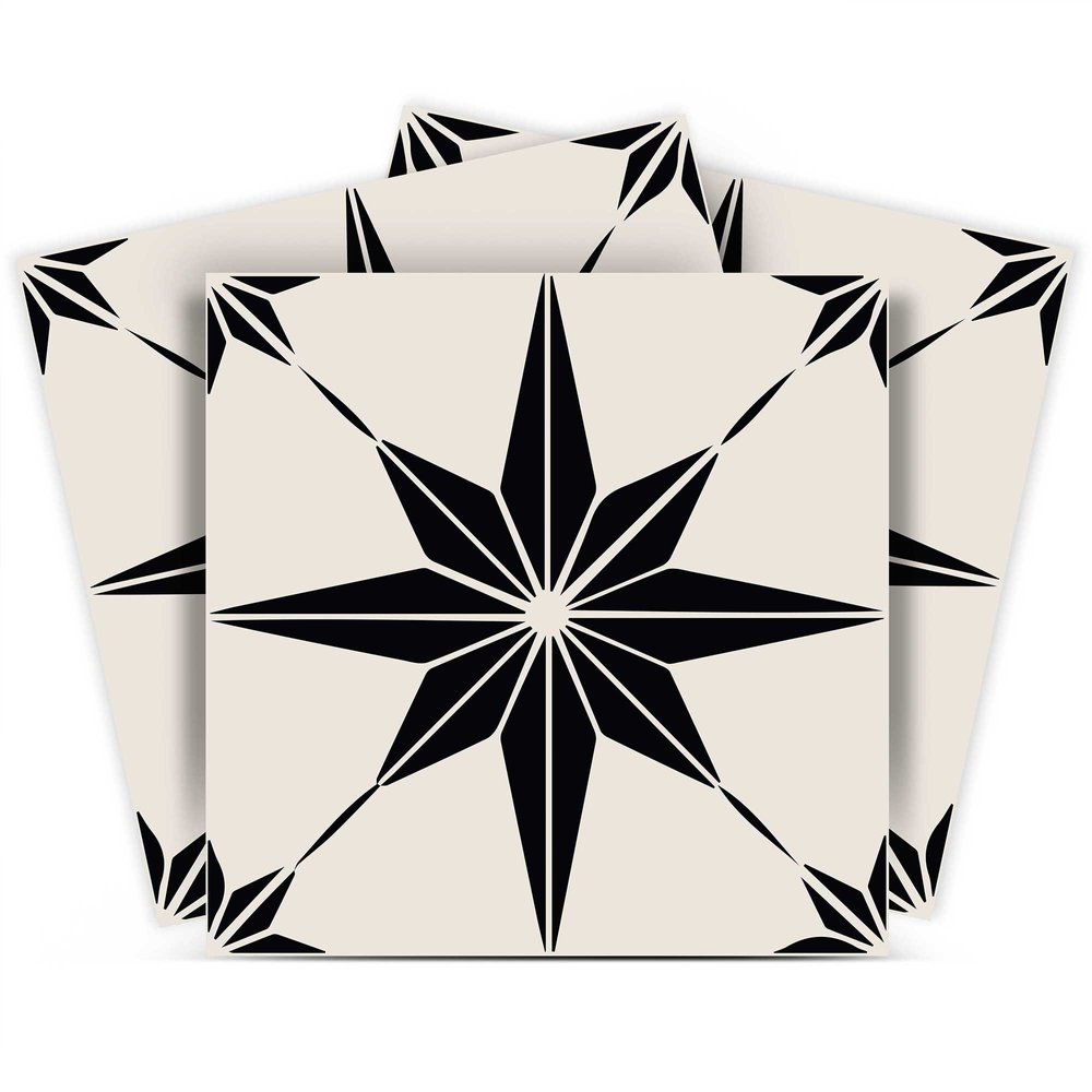 7" x 7" Black and White Mono Cross Peel and Stick Tiles — view 2
