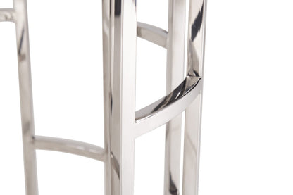 Stylish Silver And White Marble Round Geometric End or Side Table