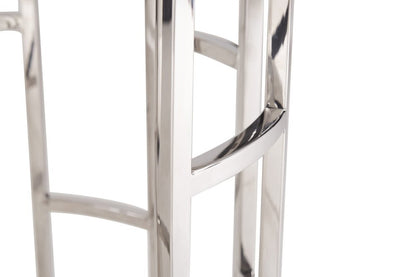 Stylish Silver And White Marble Round Geometric End or Side Table HomeRoots