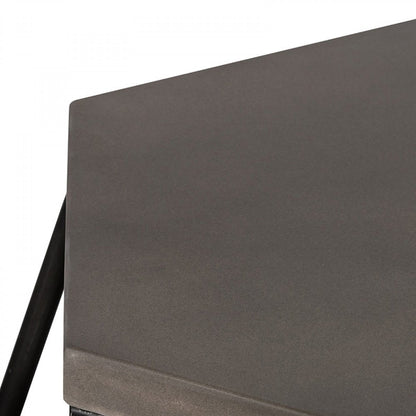 Modern Gray Concrete and Black Metal Hexagonal End Table HomeRoots