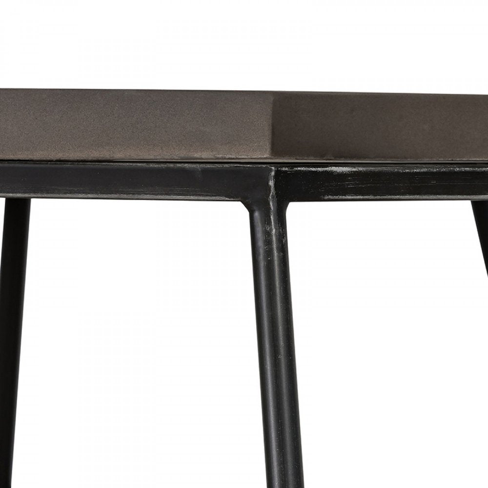 Modern Gray Concrete and Black Metal Hexagonal End Table HomeRoots