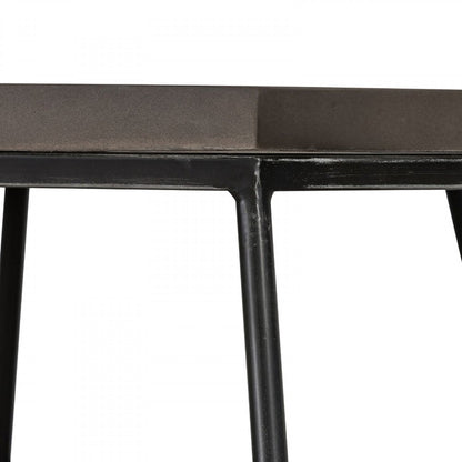Modern Gray Concrete and Black Metal Hexagonal End Table HomeRoots