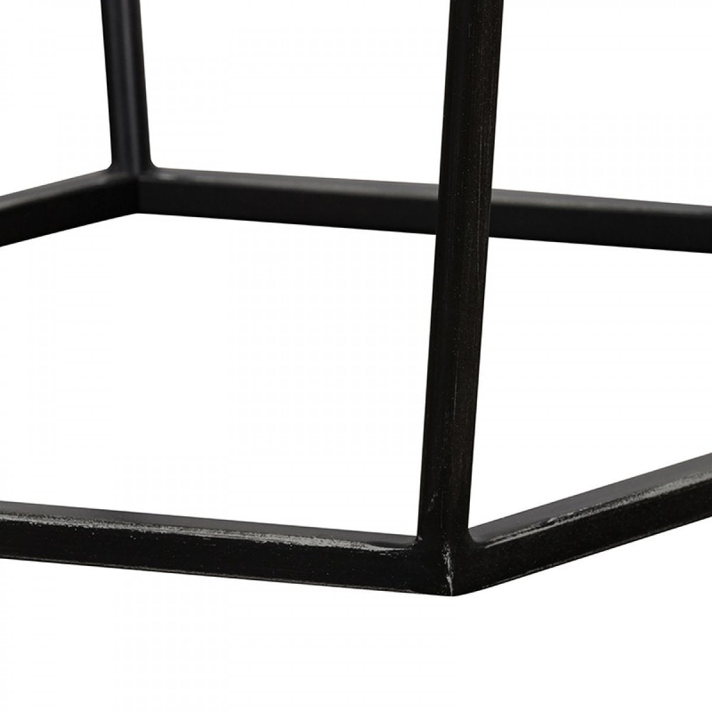 Modern Gray Concrete and Black Metal Hexagonal End Table HomeRoots