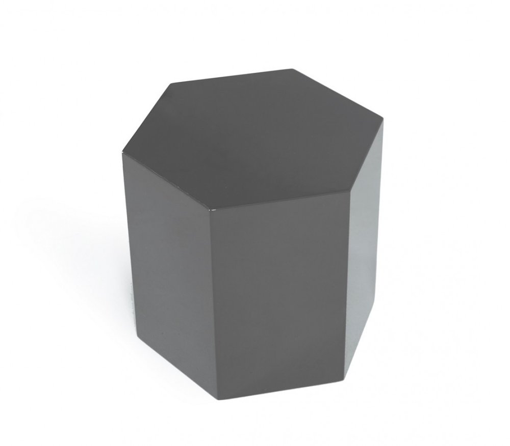 Modern Light Grey High Gloss Hexagonal End Table HomeRoots