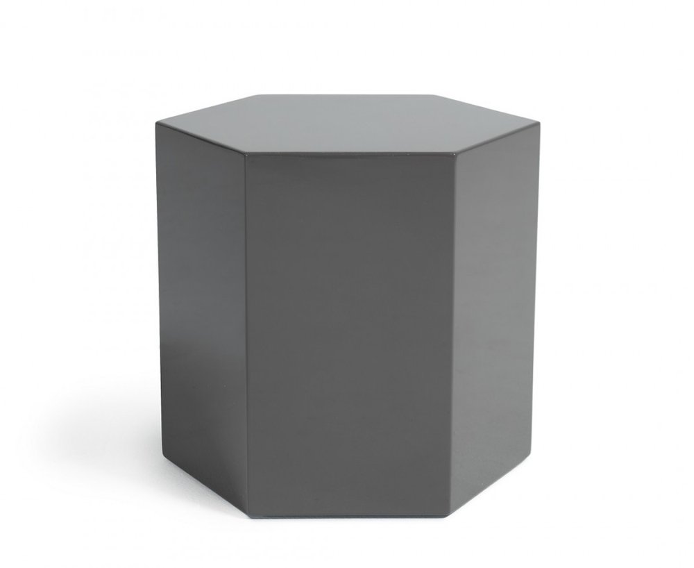 Modern Light Grey High Gloss Hexagonal End Table HomeRoots