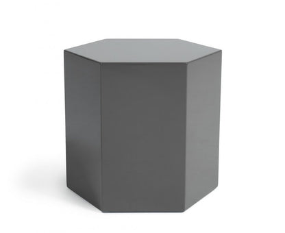 Modern Light Grey High Gloss Hexagonal End Table HomeRoots