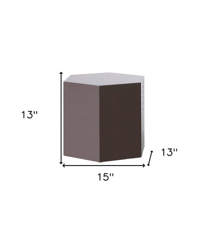 Modern Light Grey High Gloss Hexagonal End Table