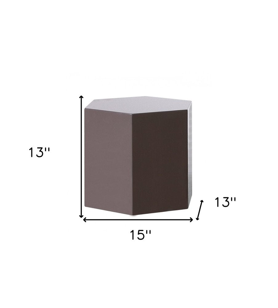 Modern Light Grey High Gloss Hexagonal End Table HomeRoots