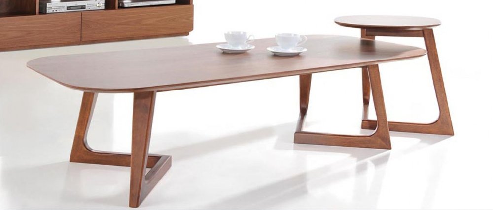 Mod Walnut Wood Asymmetric End Table HomeRoots
