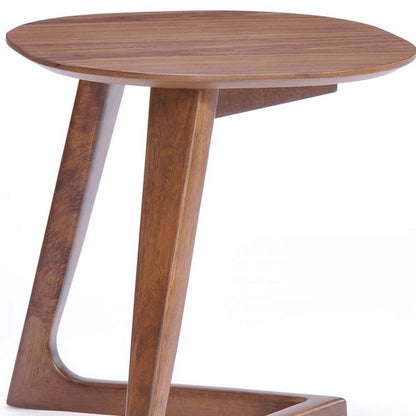 Mod Walnut Wood Asymmetric End Table HomeRoots
