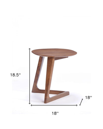 Mod Walnut Wood Asymmetric End Table HomeRoots