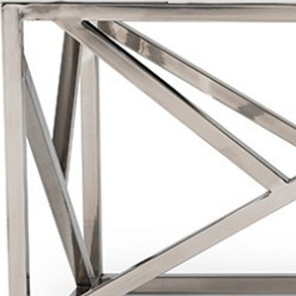 48" White and Silver Tufted Faux Leather Upholstered Bench HomeRoots