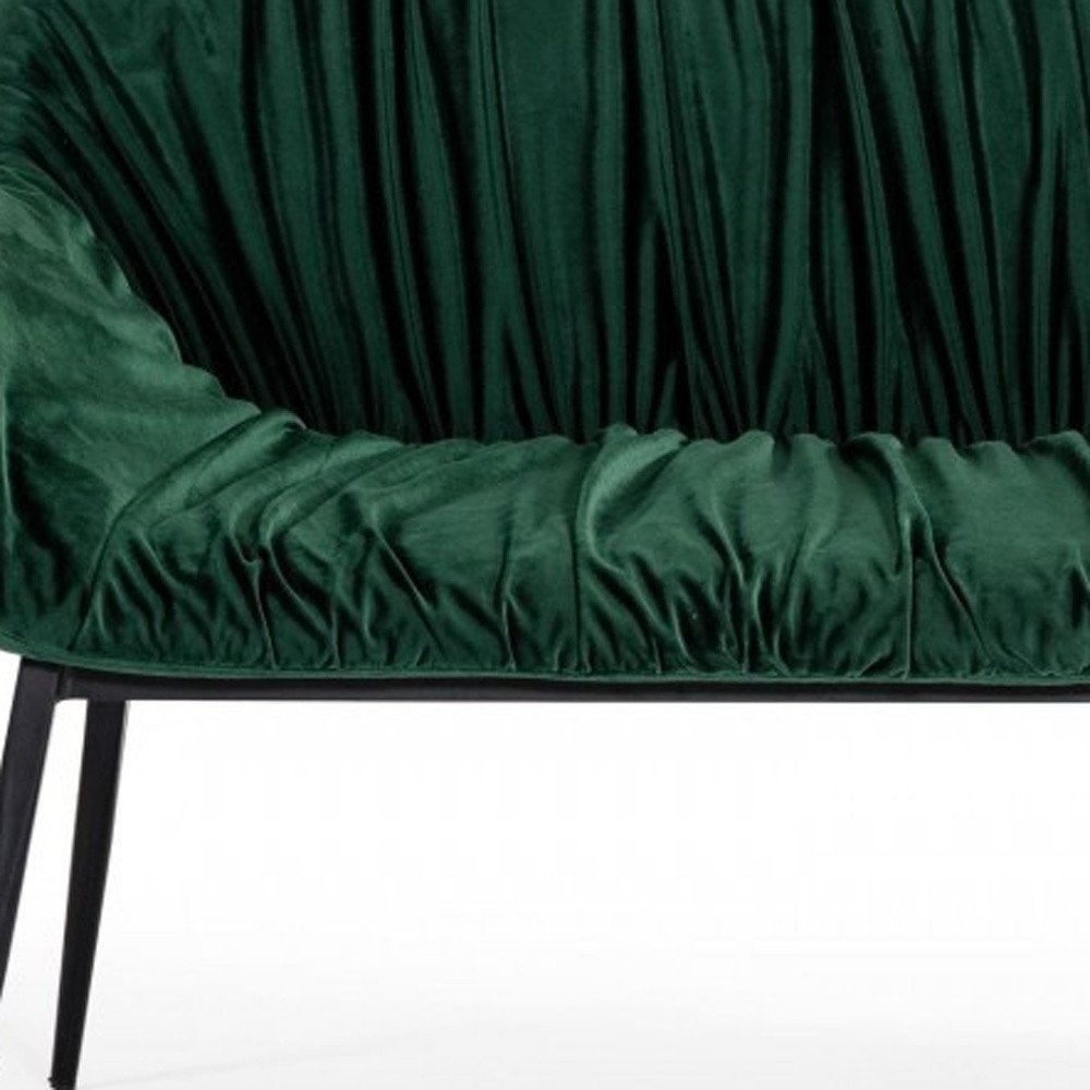56" Green and Black Velvet Upholstered Dining Bench HomeRoots