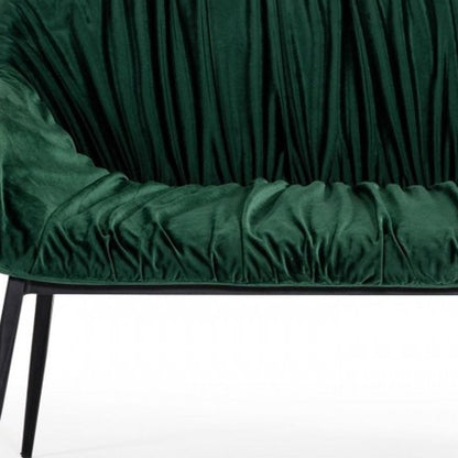 56" Green and Black Velvet Upholstered Dining Bench HomeRoots