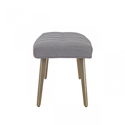 47" Gray and Antiqued Brass Tufted Linen Blend Upholstered Dining Bench HomeRoots