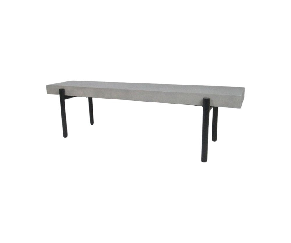 63" Gray and Black Concrete Dining Bench HomeRoots