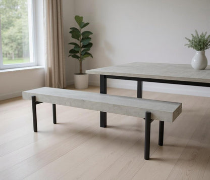 63" Gray and Black Concrete Dining Bench HomeRoots
