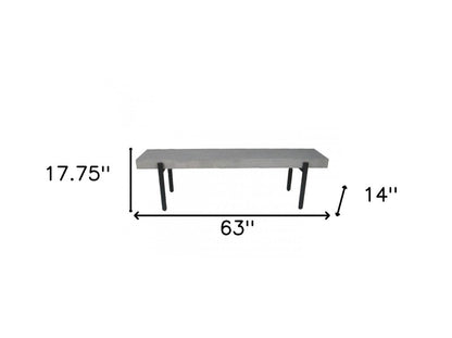 63" Gray and Black Concrete Dining Bench HomeRoots