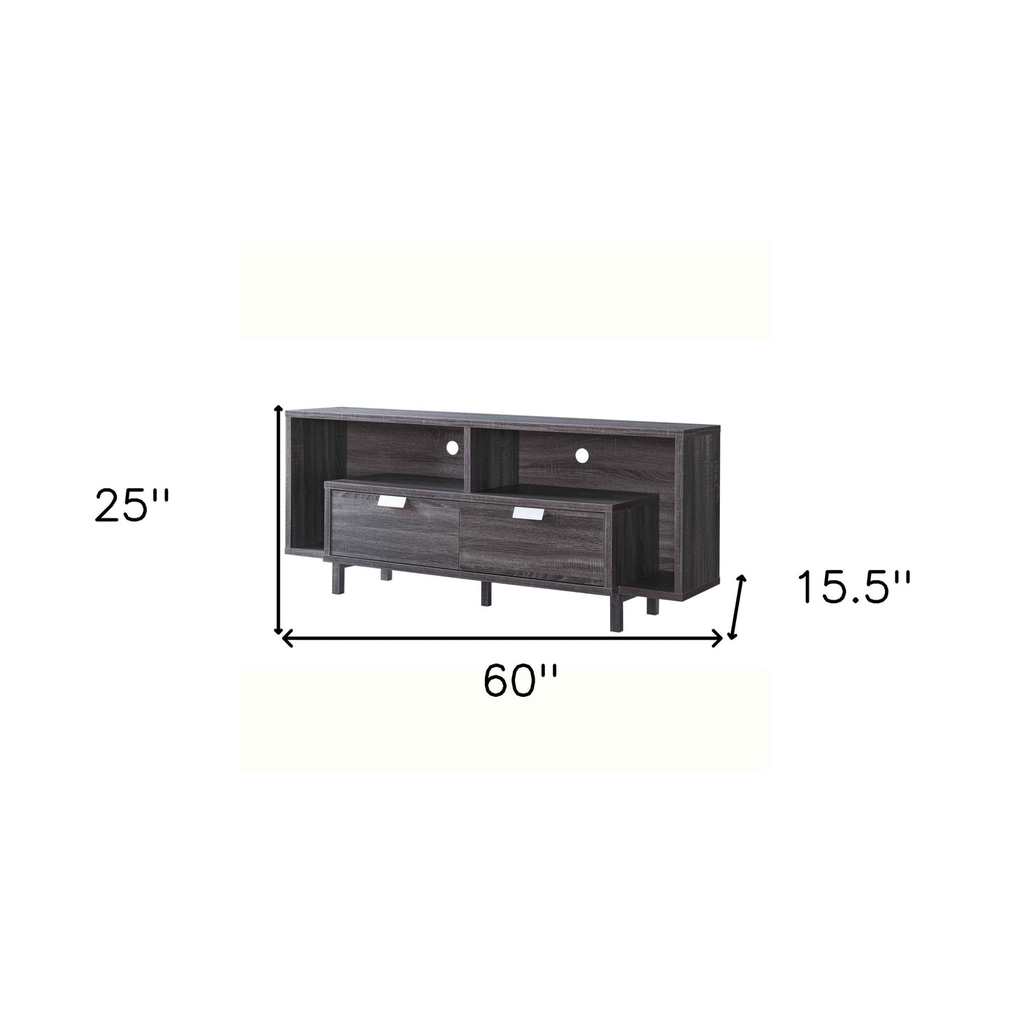 60" Ash Gray Particle Board And Mdf Cabinet Enclosed Storage TV Stand