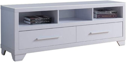 60" White Particle Board And Mdf Cabinet Enclosed Storage TV Stand