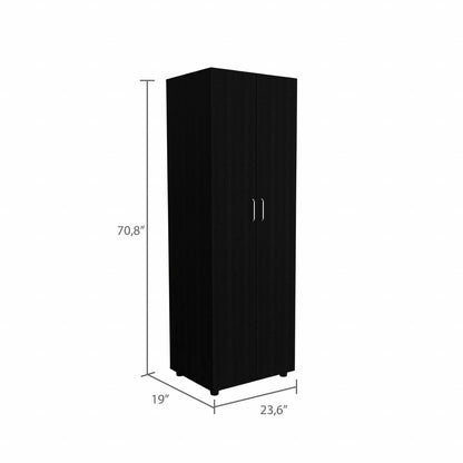 71" Black Tall Two Door Closet - FurniFindUSA