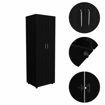 71" Black Tall Two Door Closet - FurniFindUSA