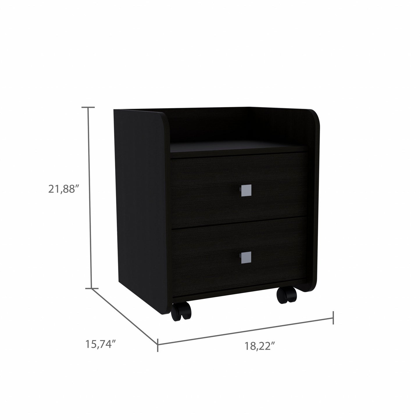 22" Two Drawer Faux Wood Nightstand