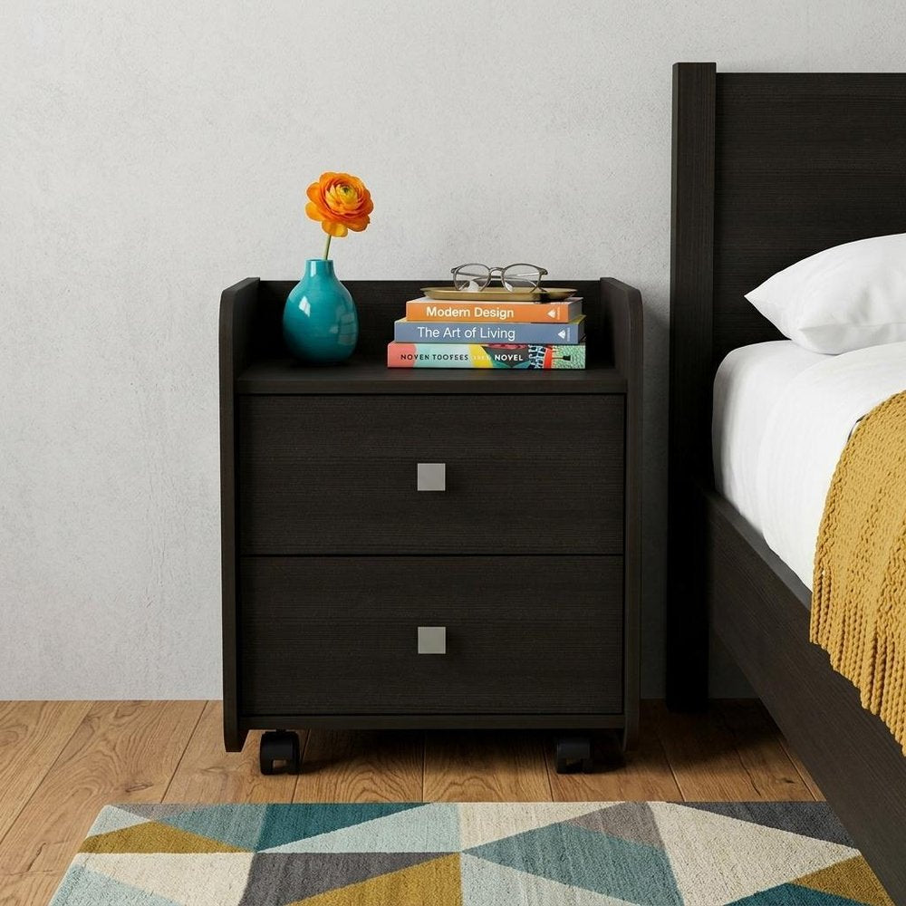 22" Wood Two Drawer Nightstand HomeRoots