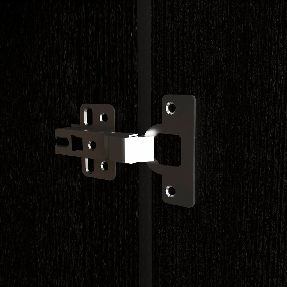 71" Black Tall Bar Cabinet with Two Door Panels and Top Wine Glass Rack HomeRoots