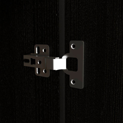 71" Black Tall Bar Cabinet with Two Door Panels and Top Wine Glass Rack HomeRoots