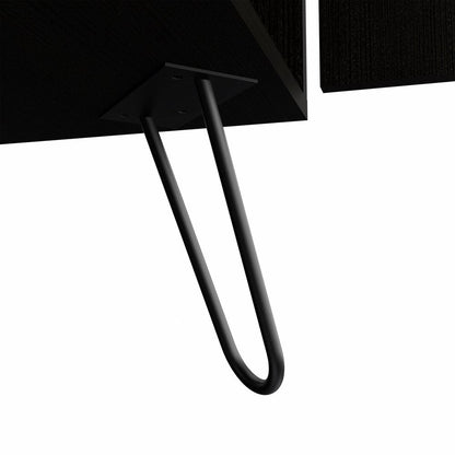 71" Black Tall Bar Cabinet with Two Door Panels and Top Wine Glass Rack HomeRoots