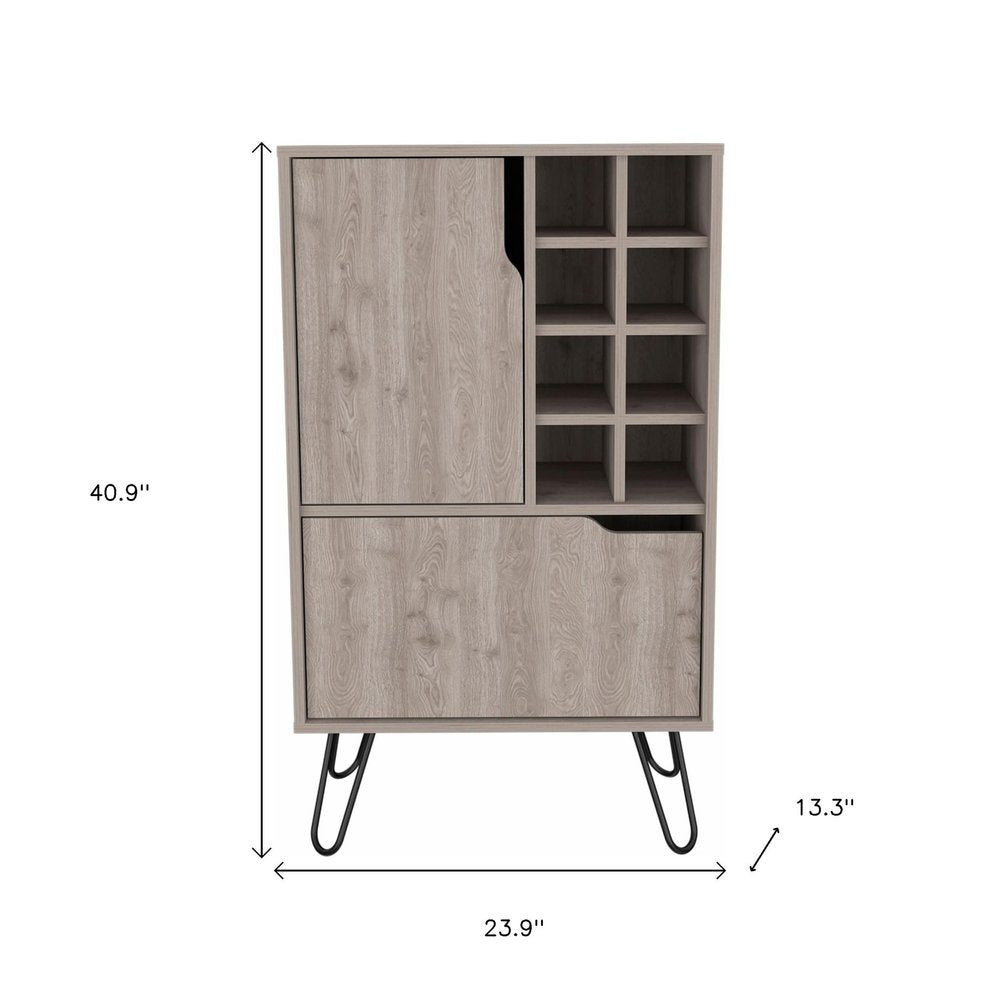 Light Gray Bar Cabinet with Two Door Panels — view 5