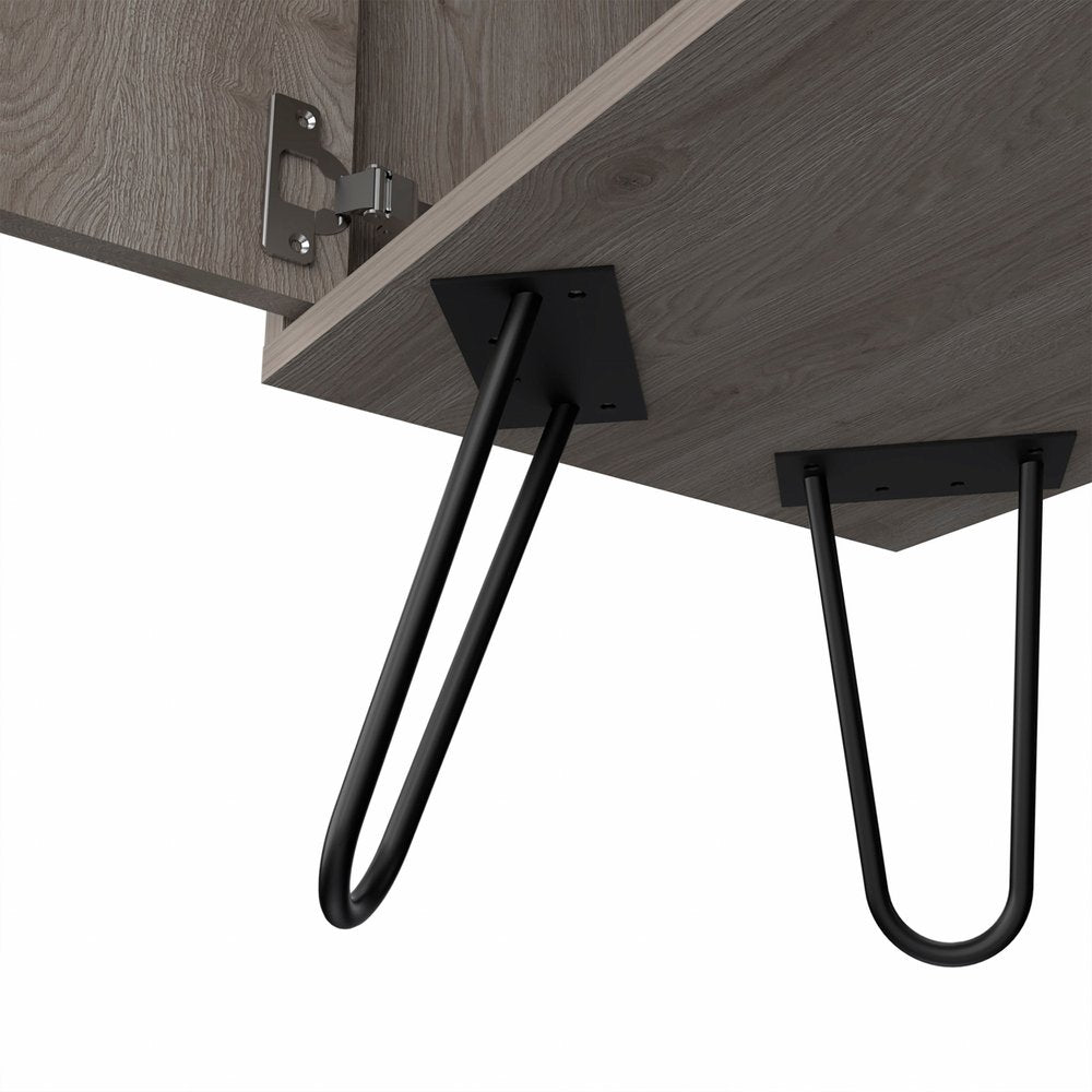 Light Gray Bar Cabinet with Two Door Panels — view 4