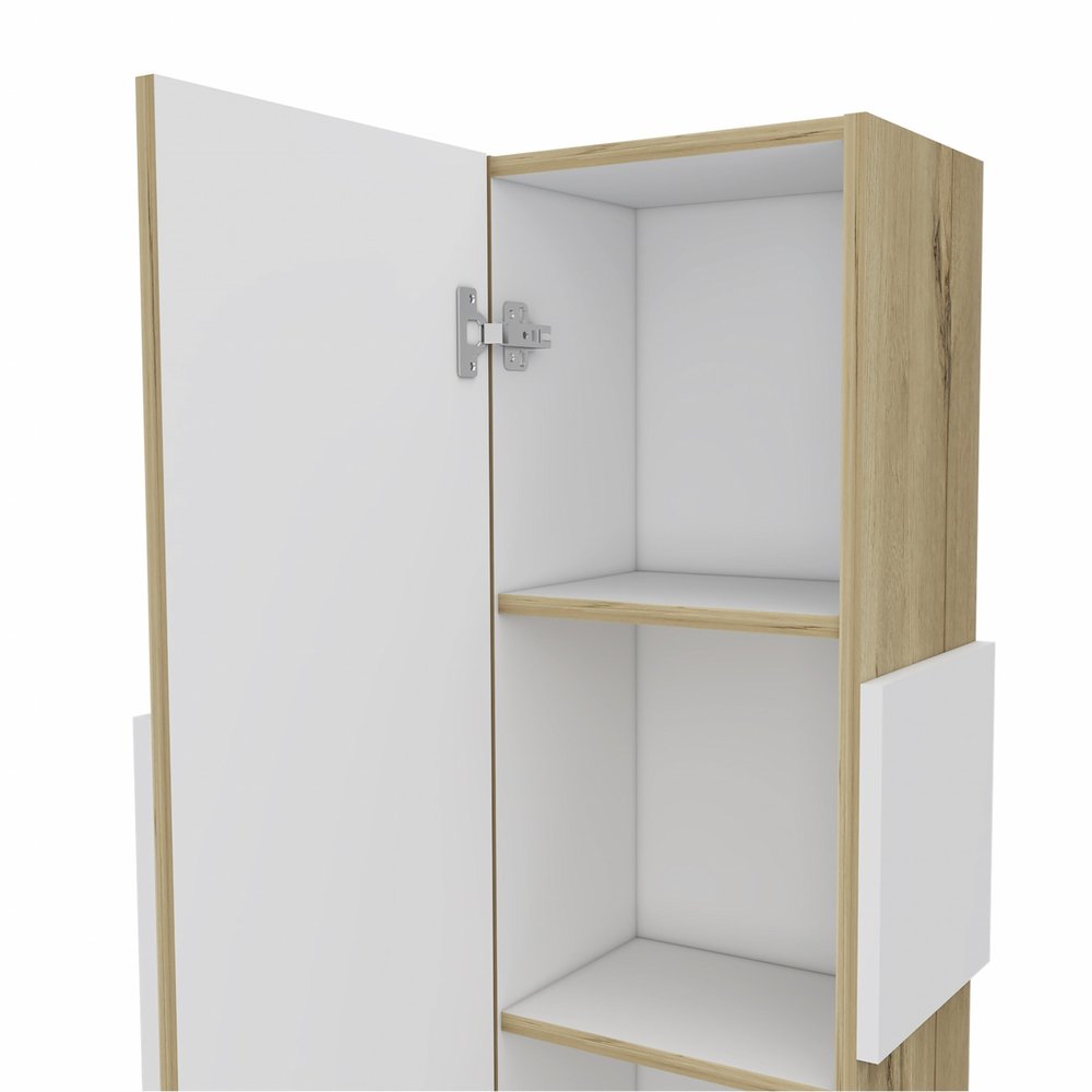 Light Oak and White Multi Purpose Vertical Hanging Cabinet — view 3