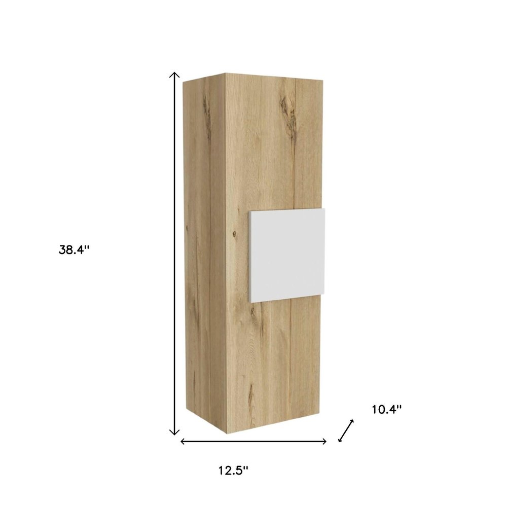 Light Oak and White Multi Purpose Vertical Hanging Cabinet — view 9