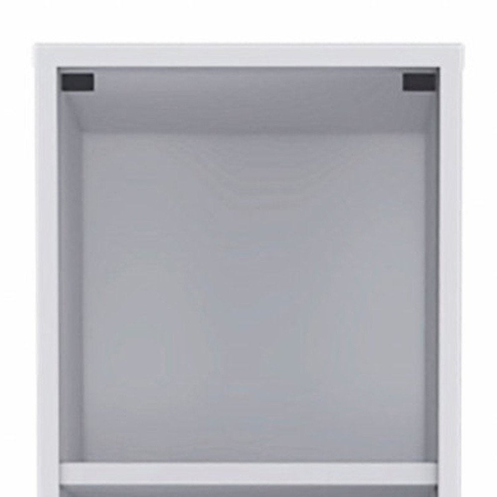 White Bathroom Storage Cabinet with Glass Door and Sliding Drawers HomeRoots