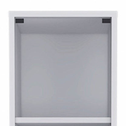White Bathroom Storage Cabinet with Glass Door and Sliding Drawers HomeRoots